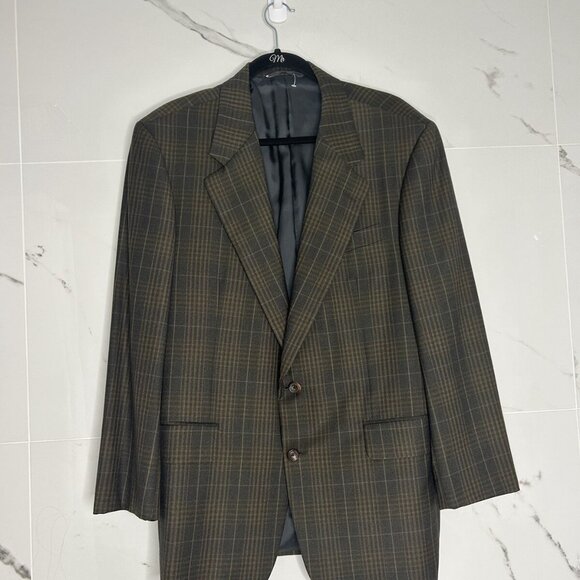 VTG 41 R Loro Piana Tasmanian Wool 120's Plaid Brown Blazer Sports Coat Career - Picture 4 of 13